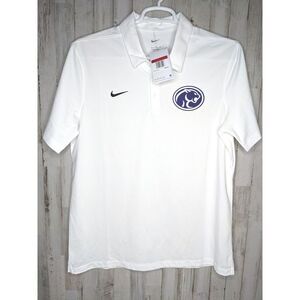 NWT‎ Men's Large White Nike Dri Fit Purple Polo Shirt Big Cat Logo